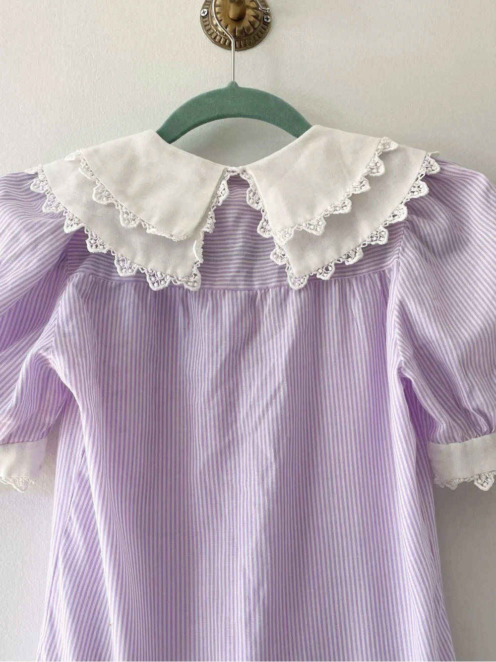 Vintage Rare Editions Lavender Striped Big Collar Dress | Size 8